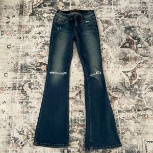 Joes jean. Ripped at knee. Flare at bottom